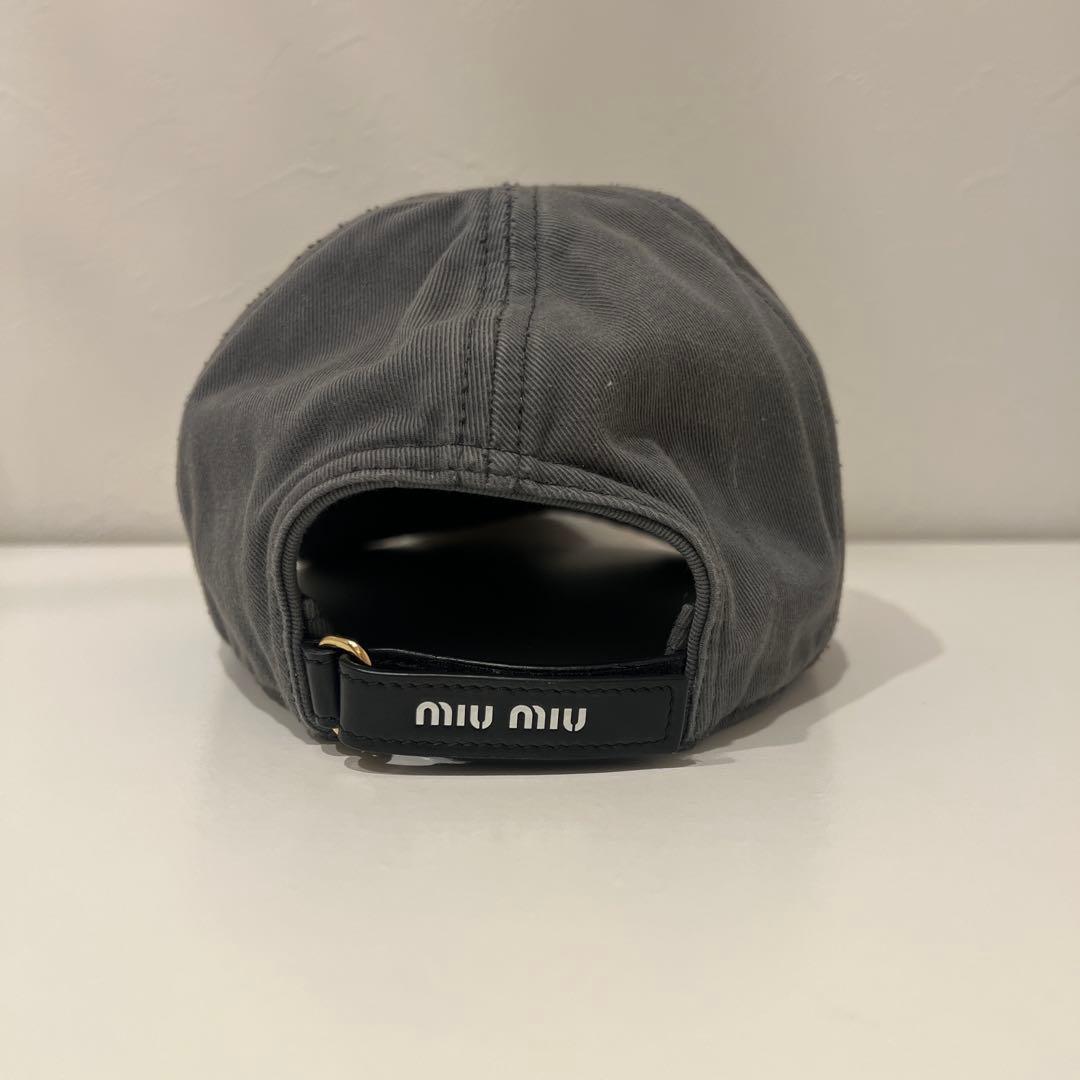 miu miu グレー ベースボールキャップ 保存袋付き Lサイズ