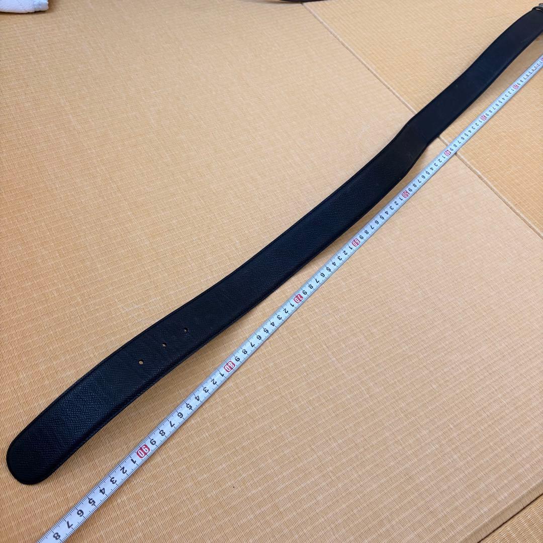 BULGARI ブラックレザーベルト　ブランド　ブルガリ　美品　サークルロゴ