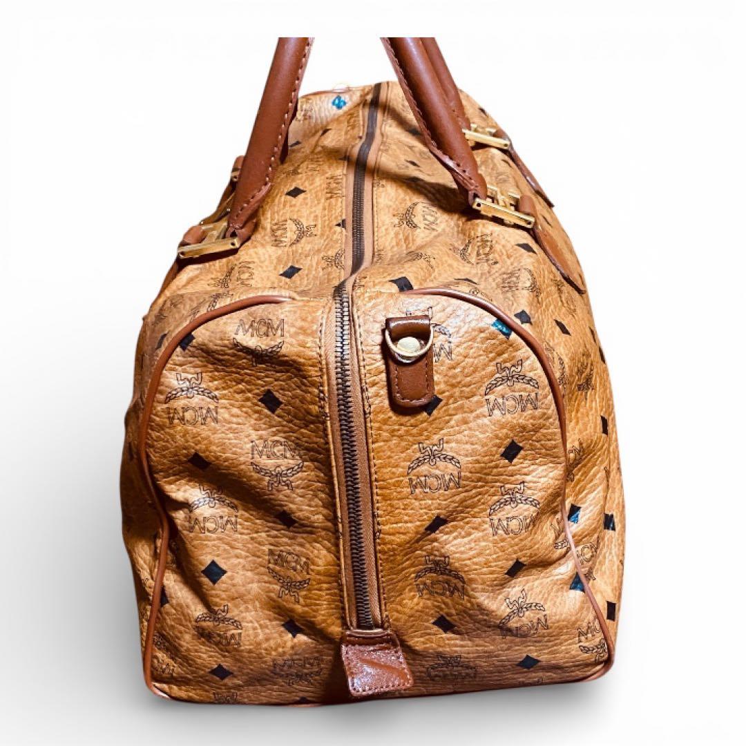 MCM 大容量 ボストンバッグ ブラウン モノグラム エムシーエム レザー