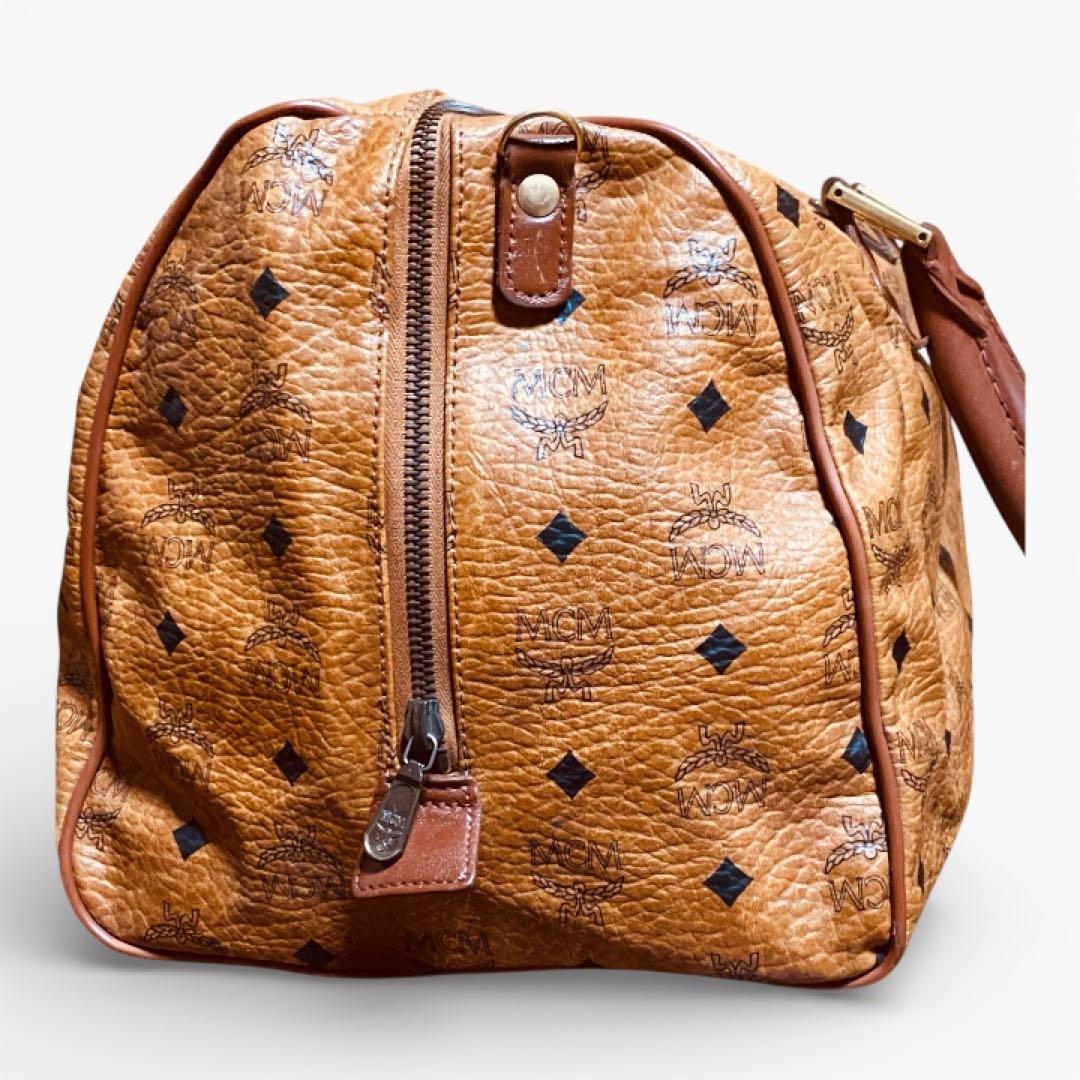 MCM 大容量 ボストンバッグ ブラウン モノグラム エムシーエム レザー