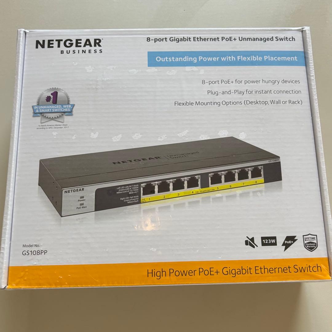 NETGEAR GS108PP 8ポートPoE+(123W)アンマネージスイッチ