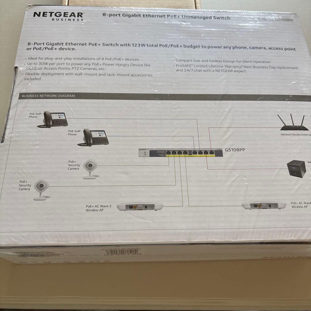 NETGEAR GS108PP 8ポートPoE+(123W)アンマネージスイッチ