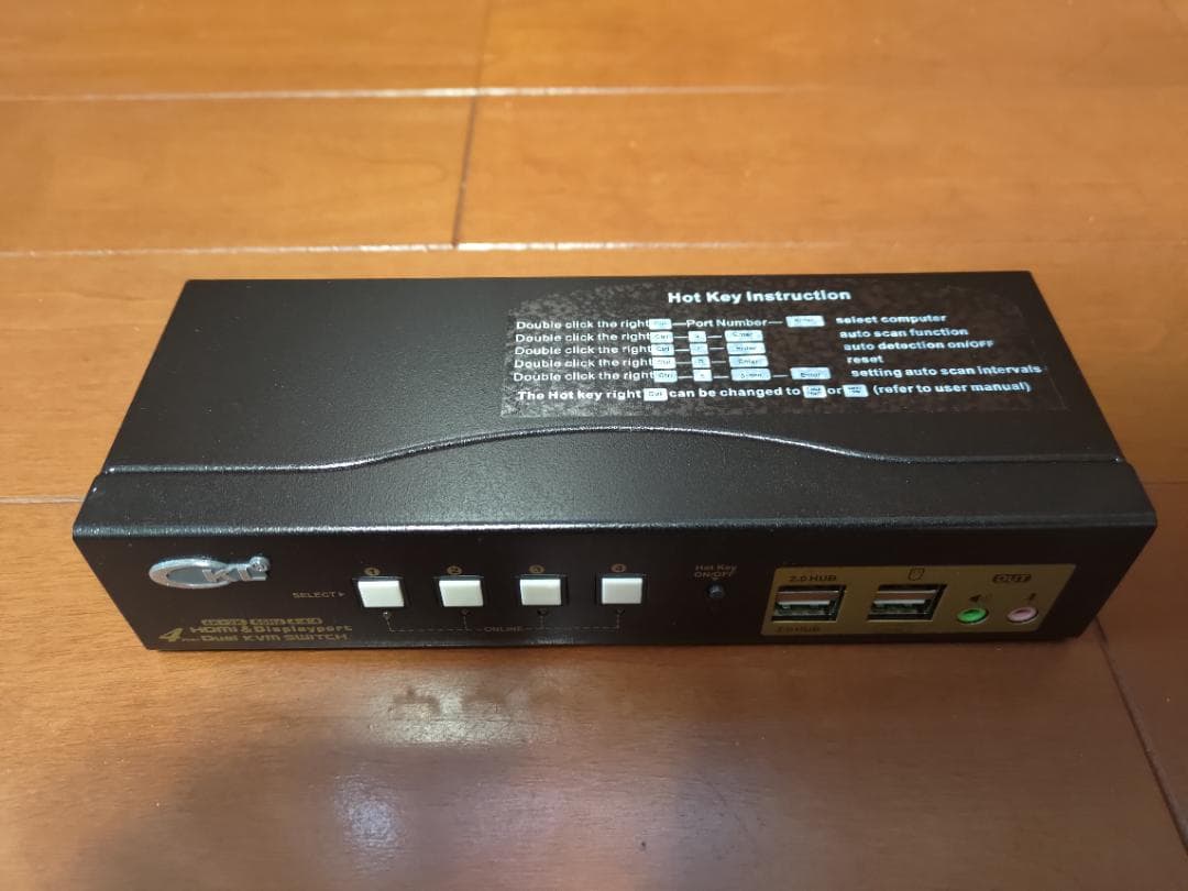 KVMスイッチ4台PC対応HDMI + DP デュアルモニター