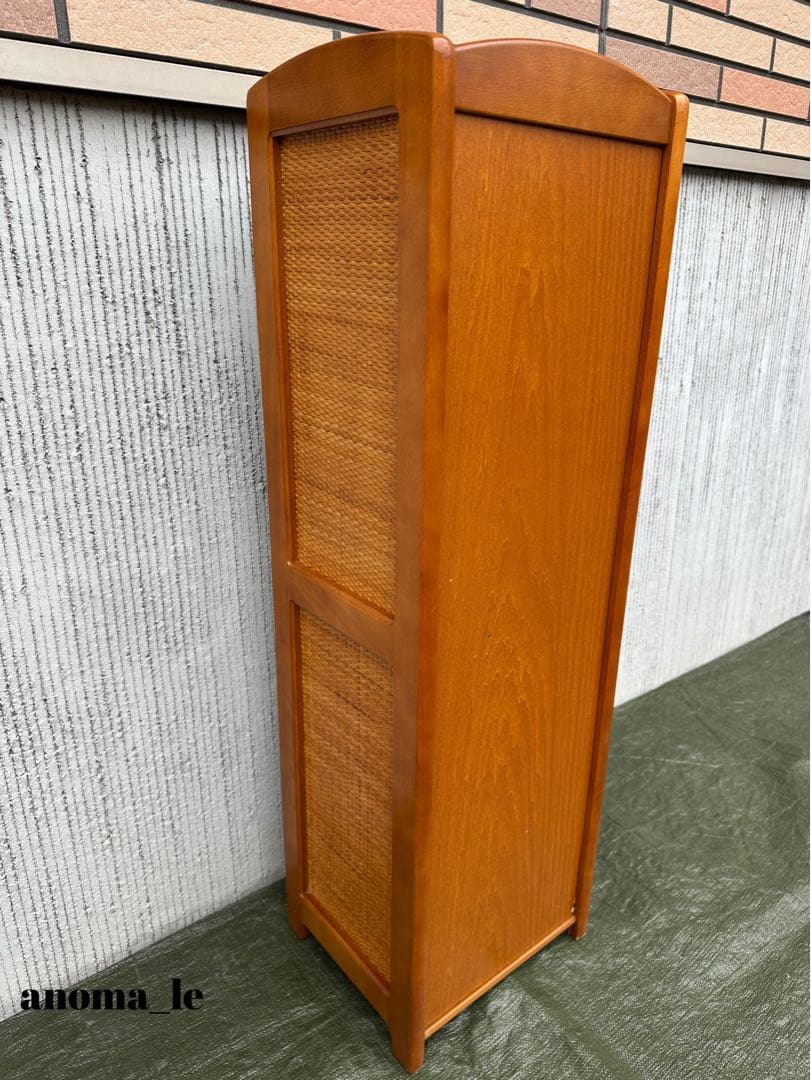 【シューズラック】国産　8段木製ラック　飾り台　ラタン　オールドカリモク◎