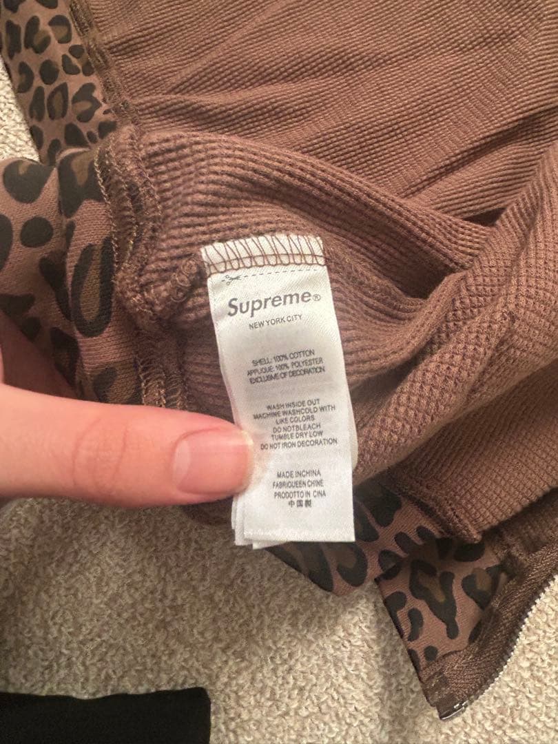 トップス Supreme Hooded Zip Up Thermal Leopard S