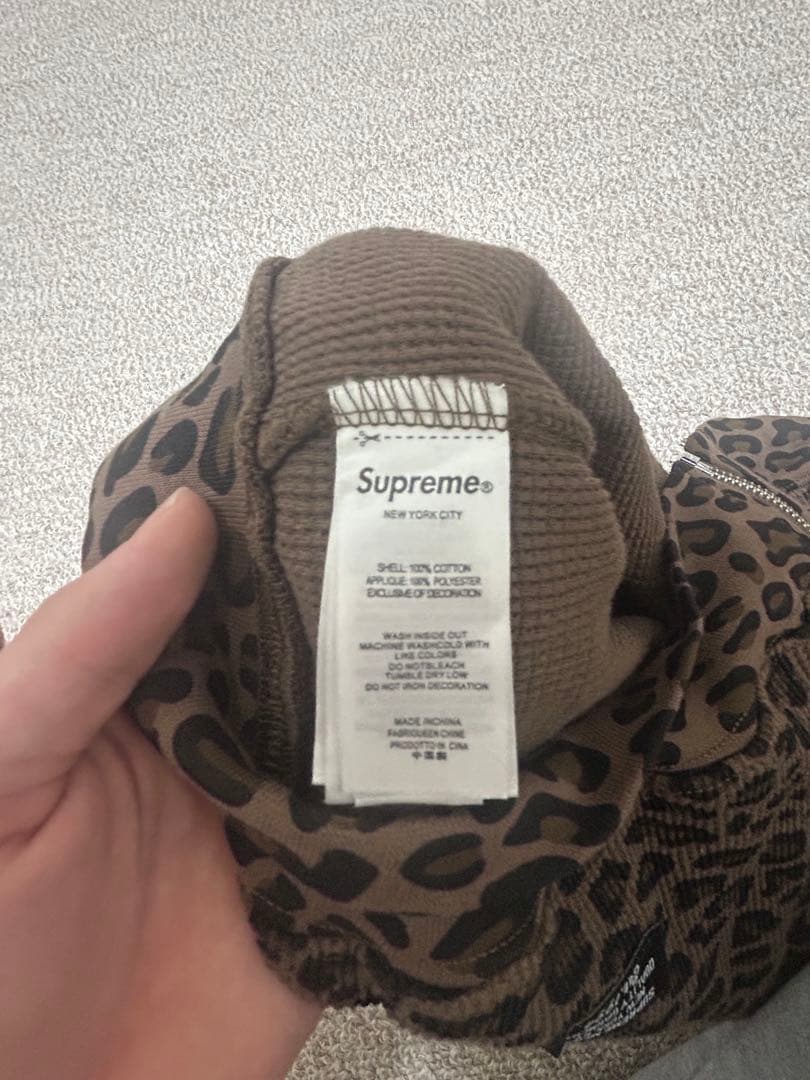 トップス Supreme Hooded Zip Up Thermal Leopard S