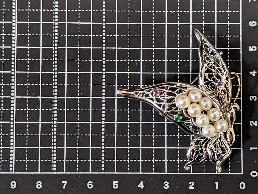 アコヤ真珠　K18，Silver　ブローチ　No.700