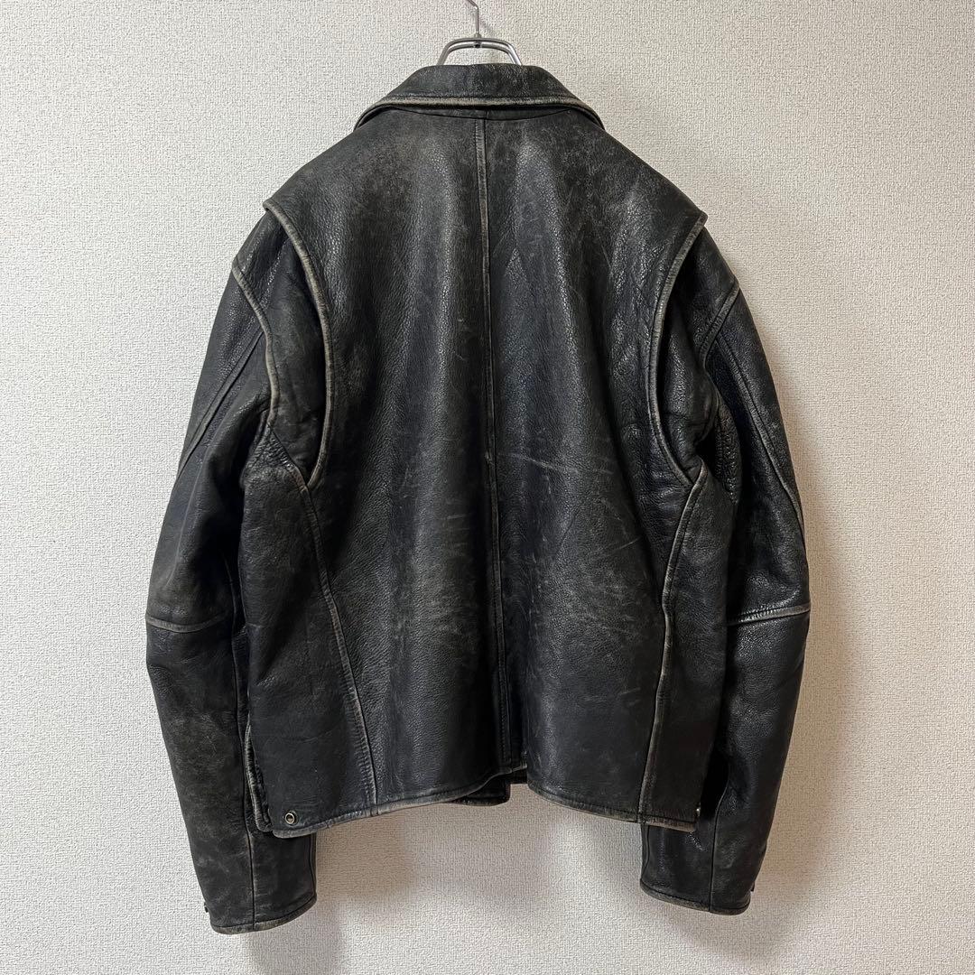 レザージャケット 黒 90s ビンテージ USA 古着 フェード 革ジャン