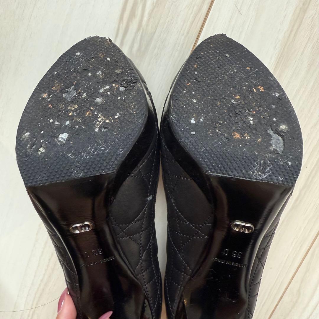 Christian Dior ブラック オープントゥパンプス