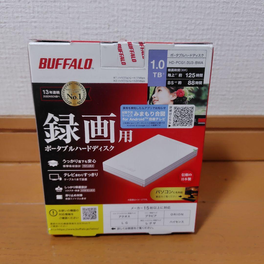BUFFALO ポータブルHDD 1TB HD-PCG1.0U3-BWA