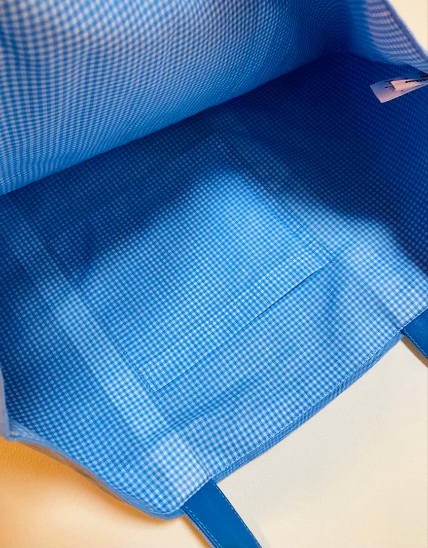 新品 ファミリア デニムバッグ 手刺繍 水色