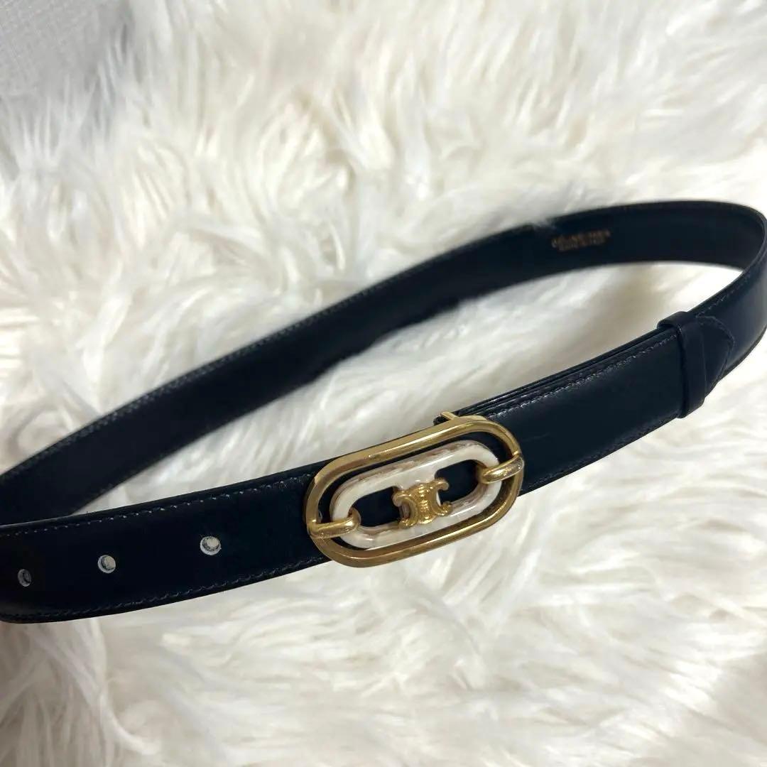 CELINE ブラックレザー ベルト　65