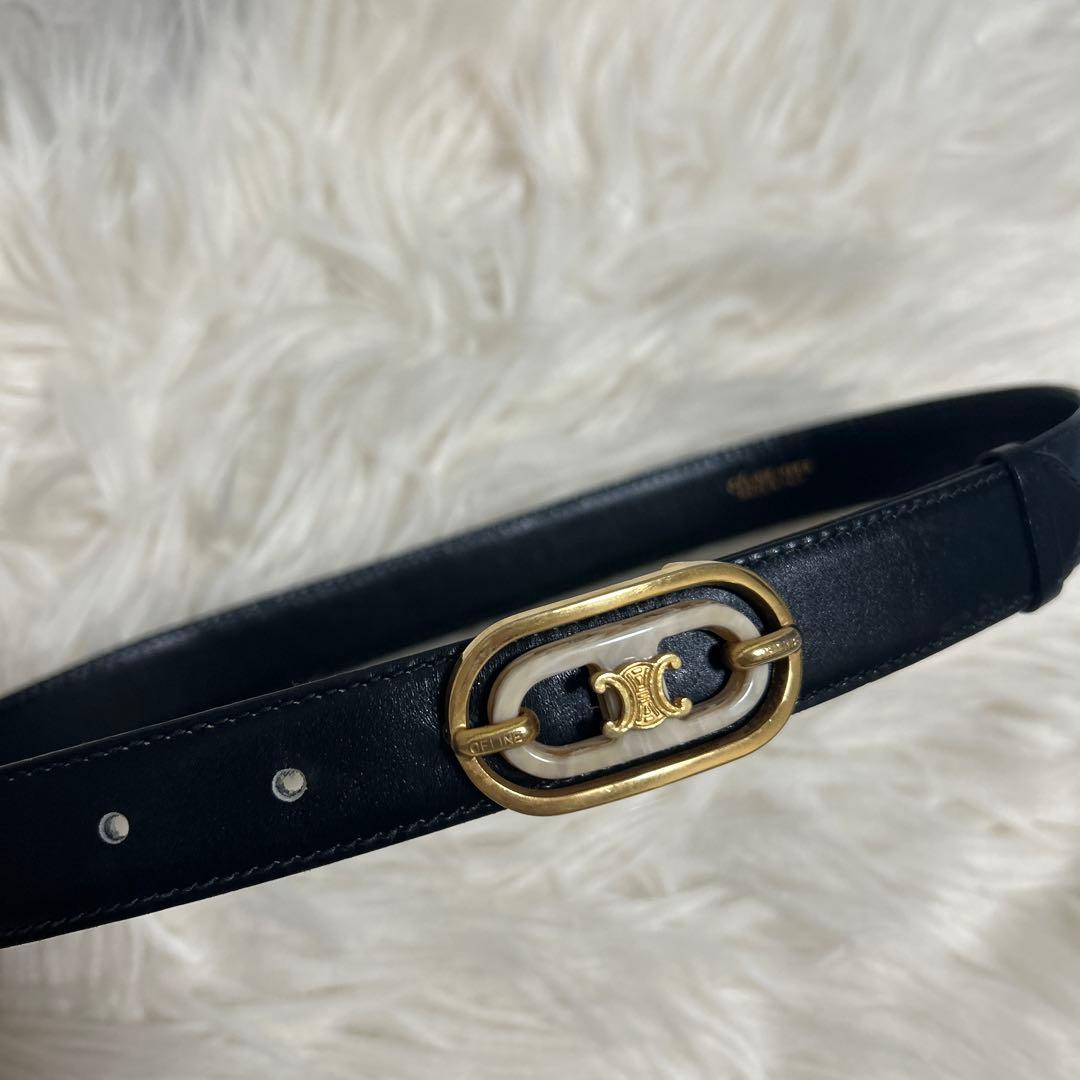 CELINE ブラックレザー ベルト　65