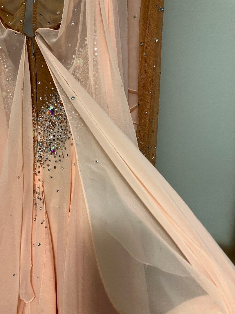 社交ダンスドレス　Mサイズ　ピーチオレンジカラー