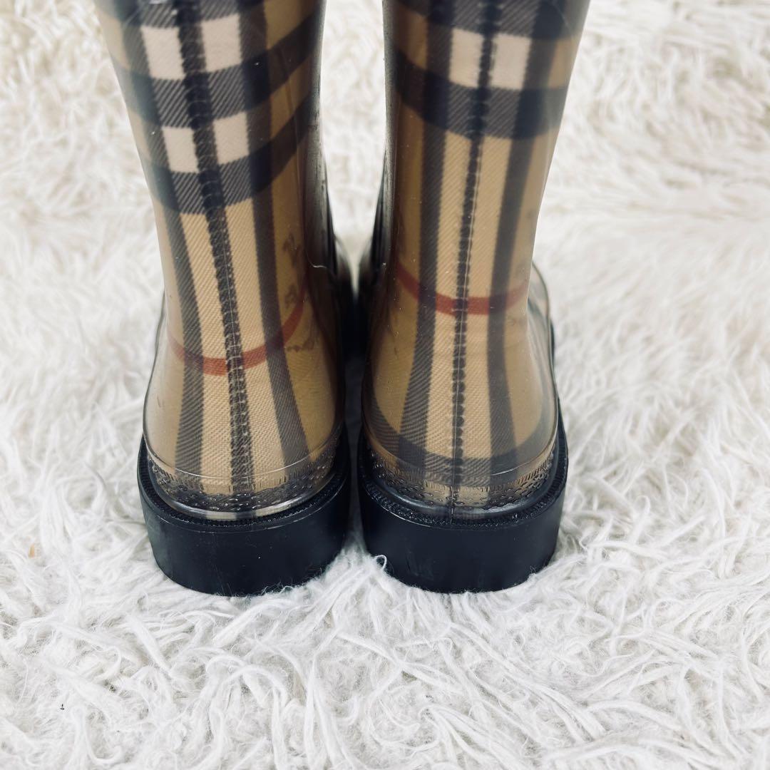 美品　Burberr　バーバリー　ノバチェック　レインブーツ　シャドーホース