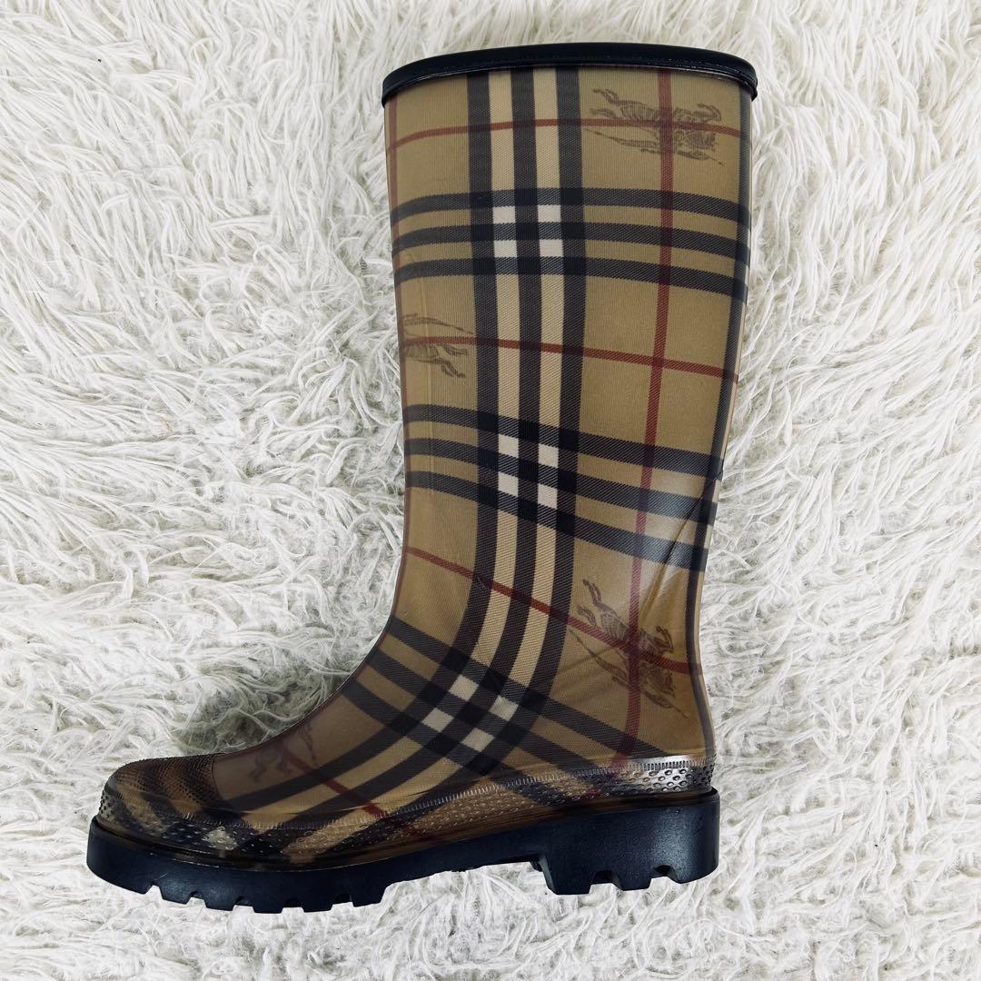 美品　Burberr　バーバリー　ノバチェック　レインブーツ　シャドーホース