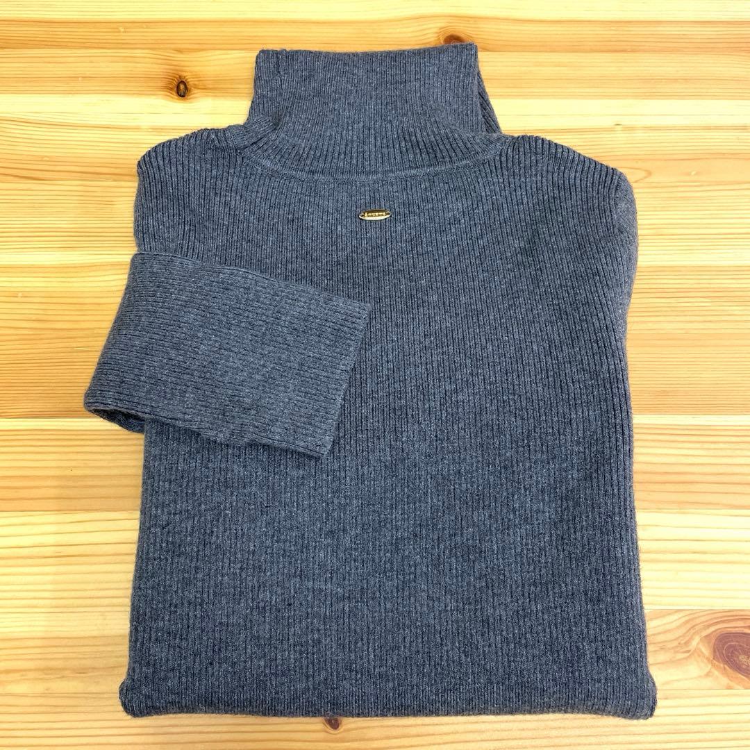 anuans シルクカシミアブレンドフィットリブタートルニット