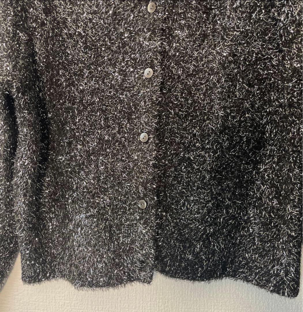 【極美品】ユナイテッドアローズ　ニット　グリッター　ラメ　カーディガン　ブラック
