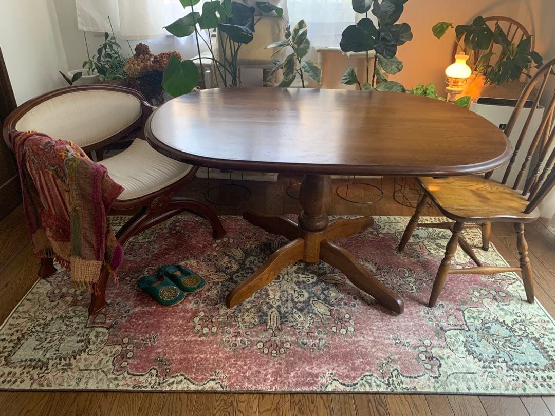 ペールピンク　トルコヴィンテージラグ　215×116 メダリオン