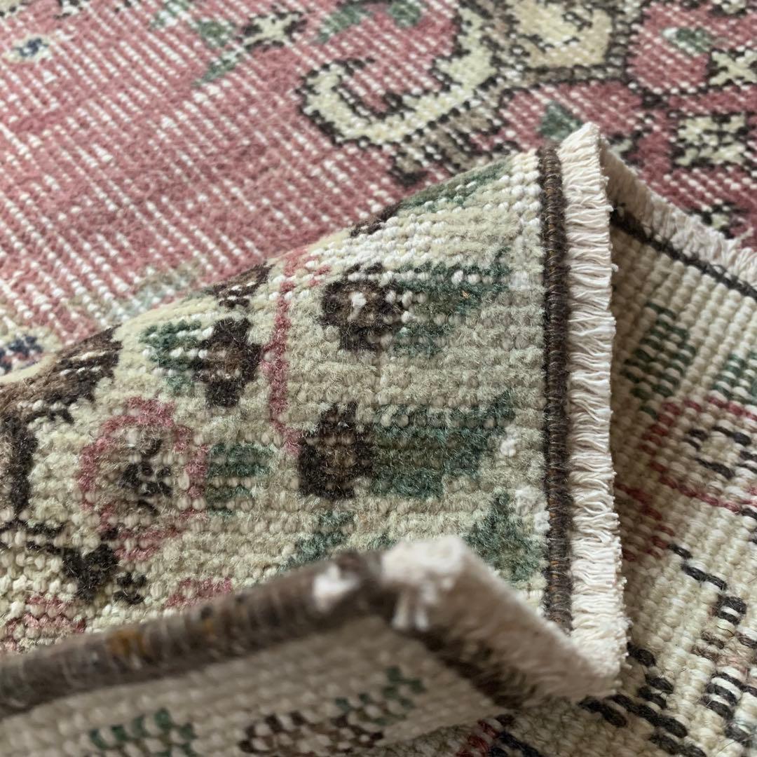 ペールピンク　トルコヴィンテージラグ　215×116 メダリオン