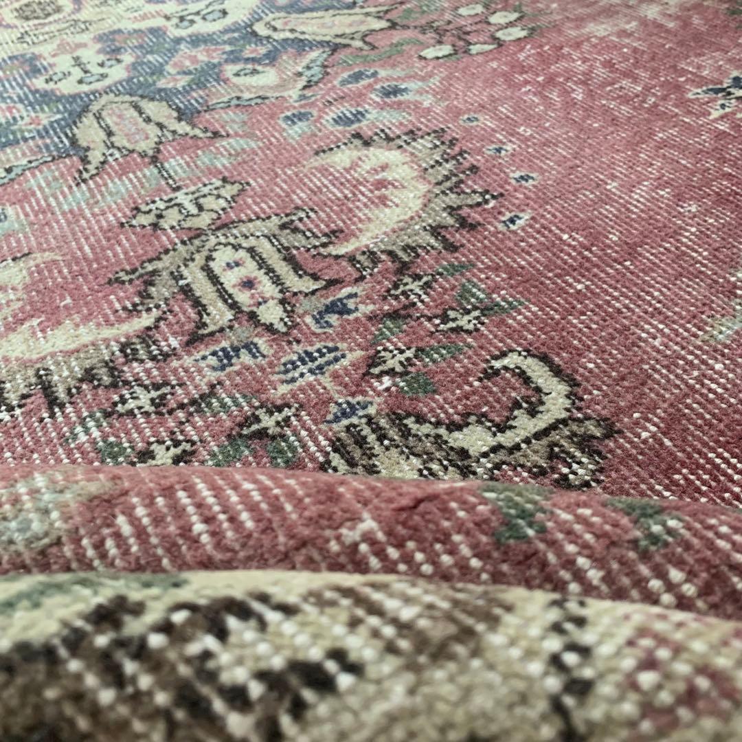 ペールピンク　トルコヴィンテージラグ　215×116 メダリオン