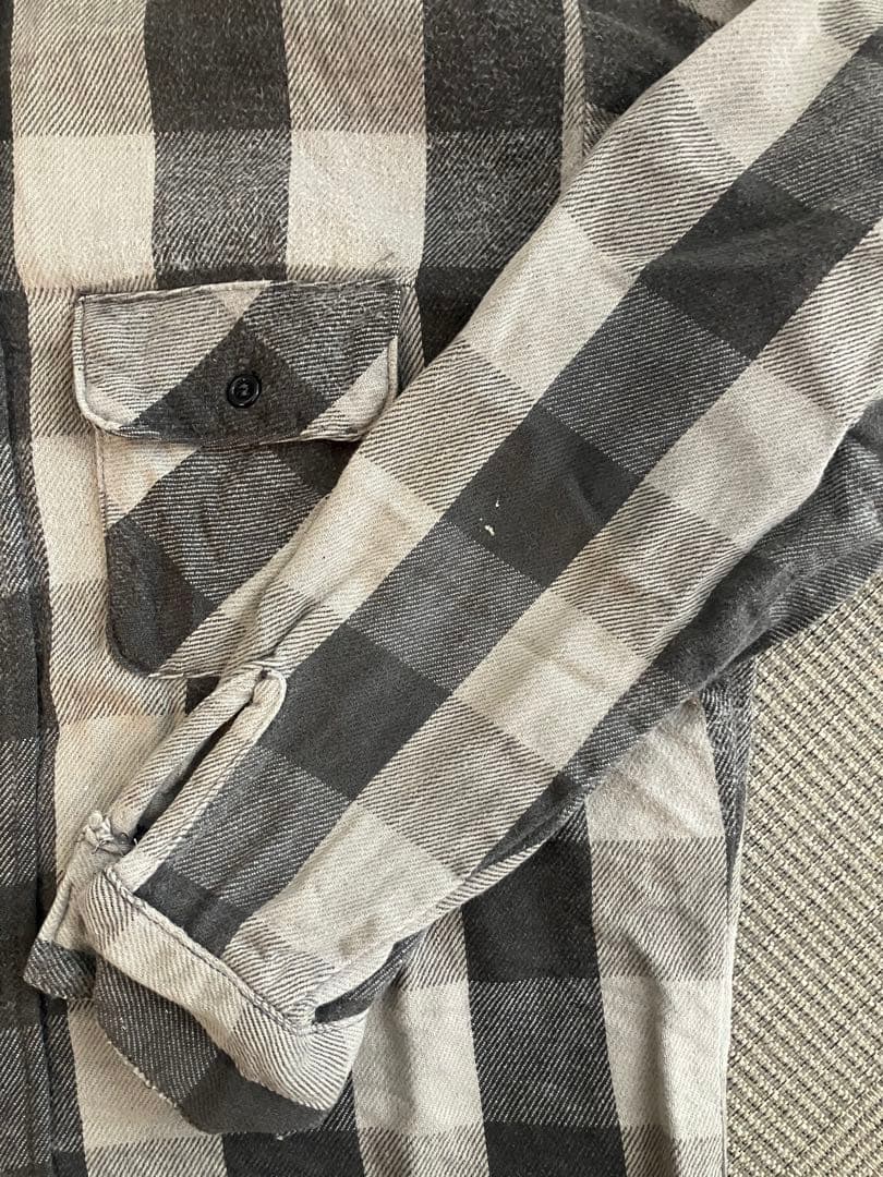 five brother ネルシャツ 黒灰 USA製フェード 70〜80s L