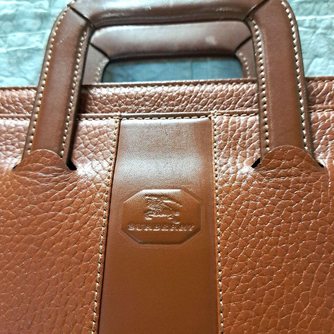 ✨️超美品✨️バーバリー　ビジネスバックノバチェック　オールレザー　ブラウン