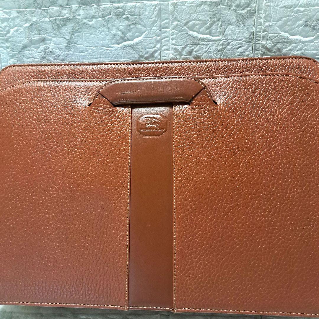 ✨️超美品✨️バーバリー　ビジネスバックノバチェック　オールレザー　ブラウン