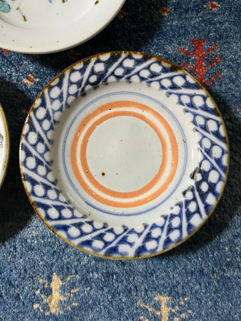 砥部焼中田窯【5寸リム皿】3枚（スズラン柄訳あり）