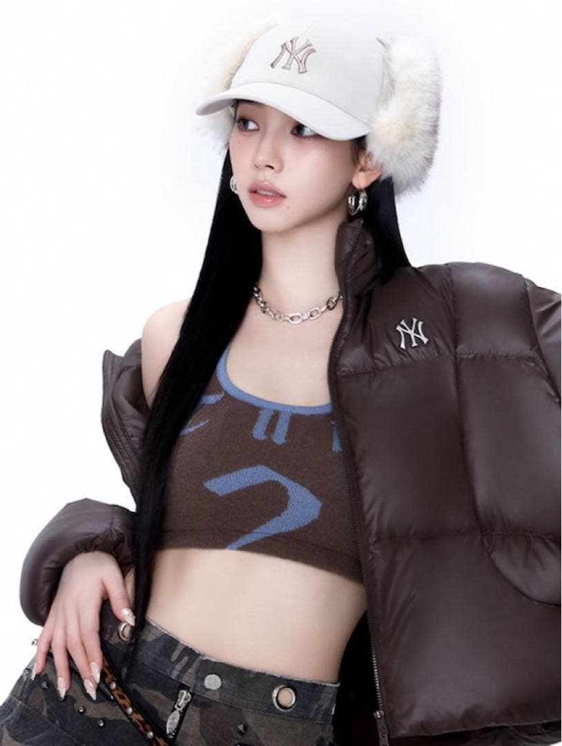 MLB 韓国 キャップ ホワイト 白 フライト ファー 冬 aespa カリナ