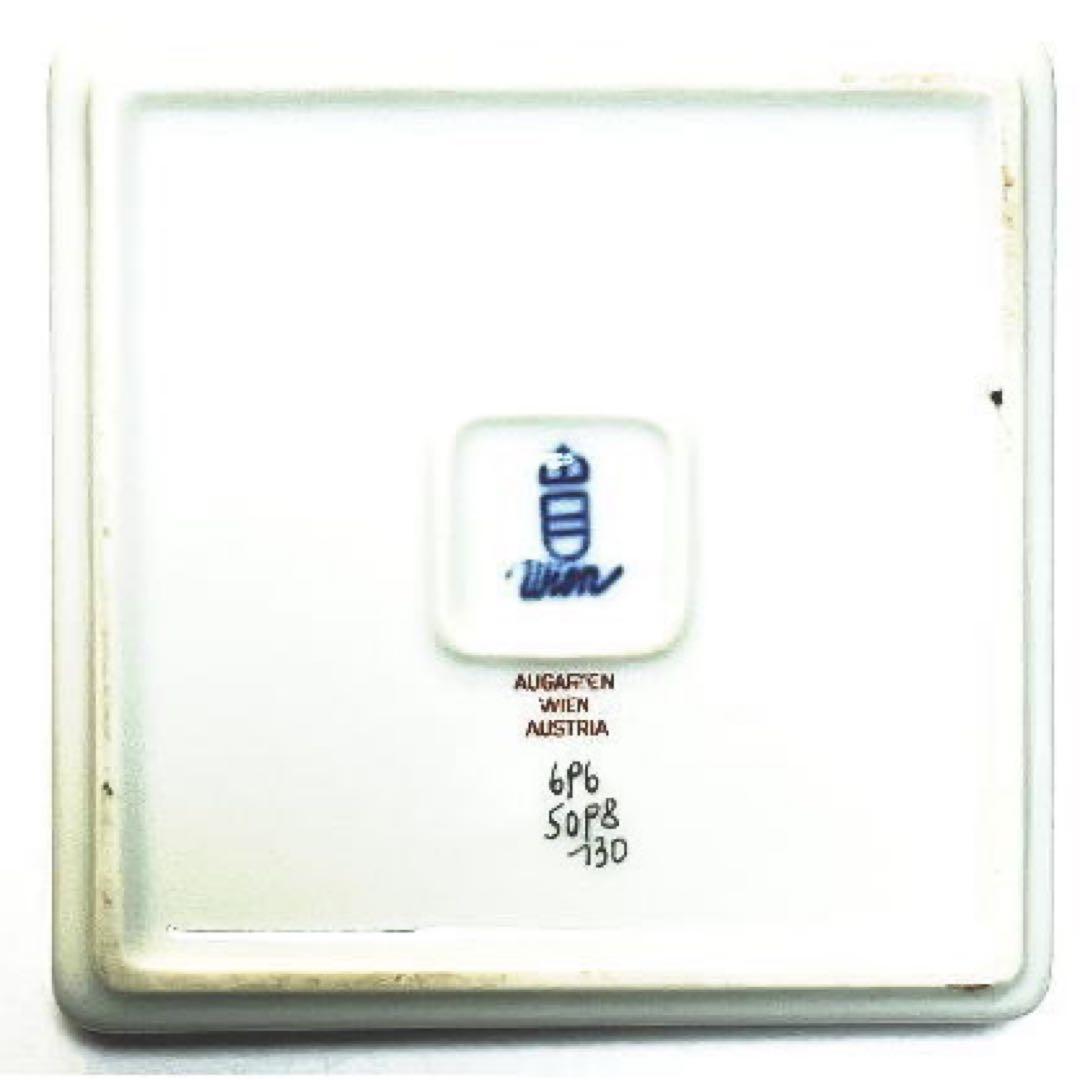 アウガルテン 小物入れ マリアテレジア 緑色のバラ 磁器 金彩【中古】