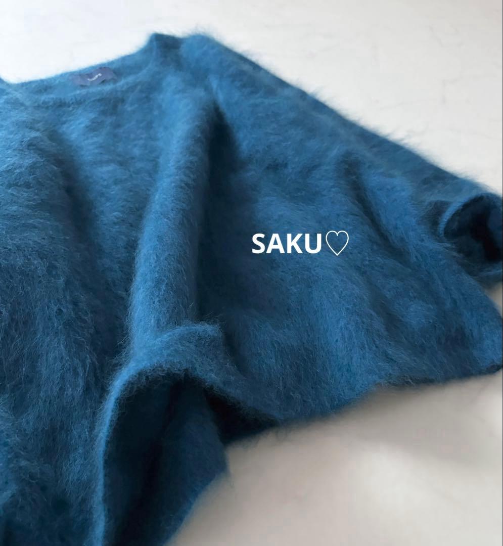 定価22330円 SHIPS ふわふわ ヘアリークルーネックニット ブルー