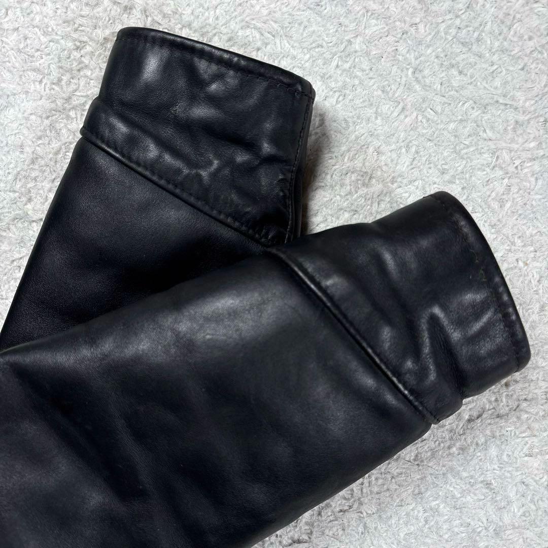 ✨希少・ボアライナー✨ショット　トラッカージャケット　レザー　米国製　袖リブ　黒