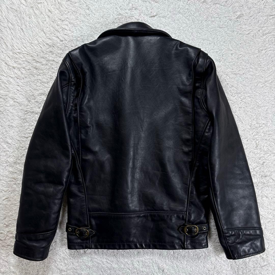 ✨希少・ボアライナー✨ショット　トラッカージャケット　レザー　米国製　袖リブ　黒
