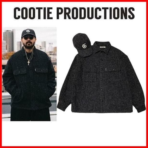 希少美品 COOTIE グレンチェックCPOジャケットM ＆限定キャップ セット