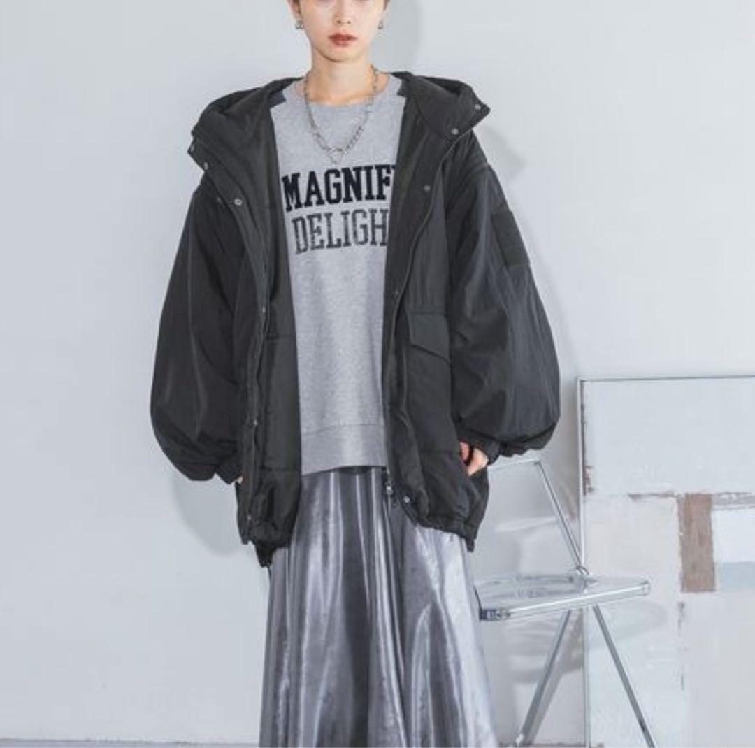 【タグ付き新品】ジーナシス★ソデ2WAYモンスターパーカーコート　ブラック　F