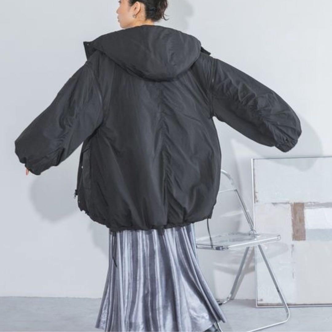 【タグ付き新品】ジーナシス★ソデ2WAYモンスターパーカーコート　ブラック　F