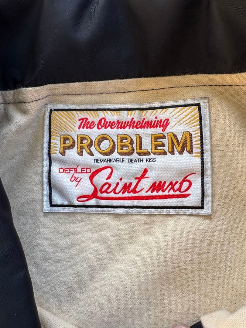 セントマイケル　ブラック ナイロンジャケット グラフィックプリント