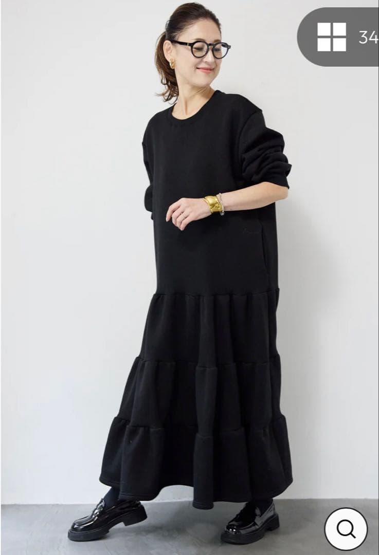 ティアードスウェットワンピース (グレー/ブラック)2点セット