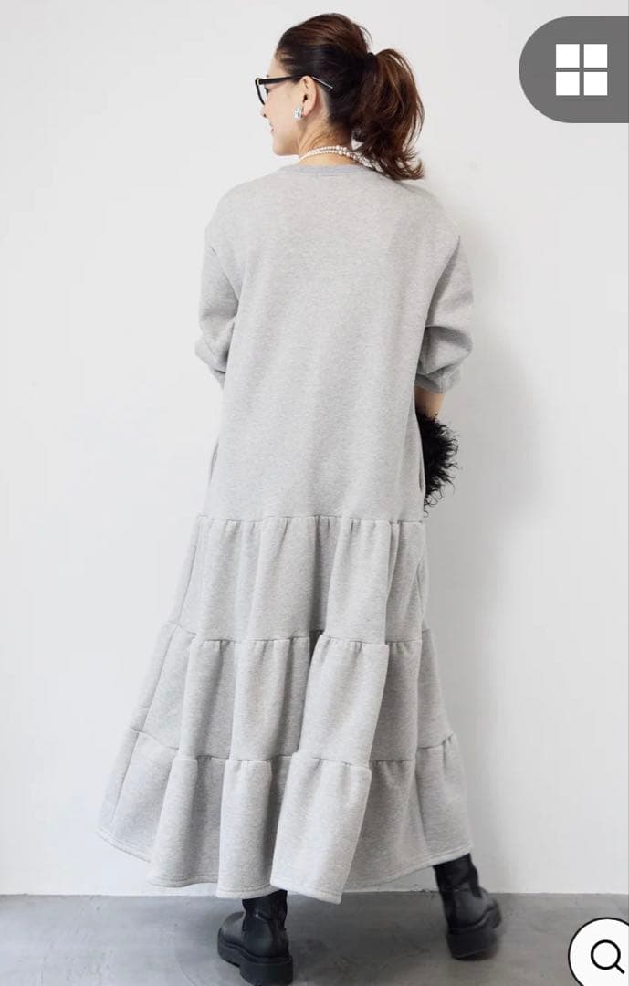 ティアードスウェットワンピース (グレー/ブラック)2点セット