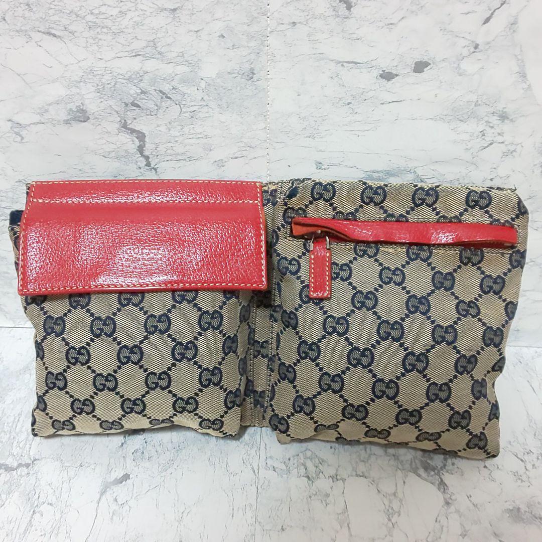 【美品/希少色】GUCCI GGキャンバス ボディーバッグ シェリー 28566