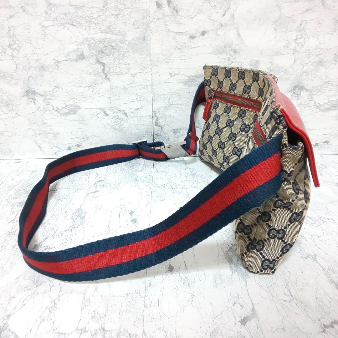 【美品/希少色】GUCCI GGキャンバス ボディーバッグ シェリー 28566
