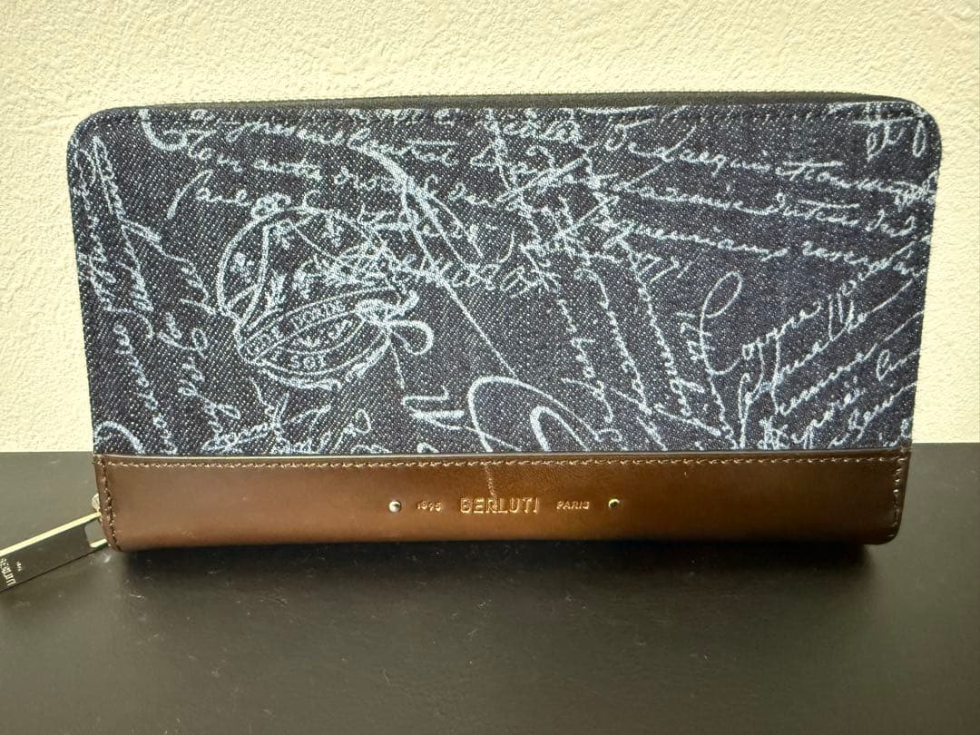 BERLUTI 長財布 ダークブルー/ブラウン