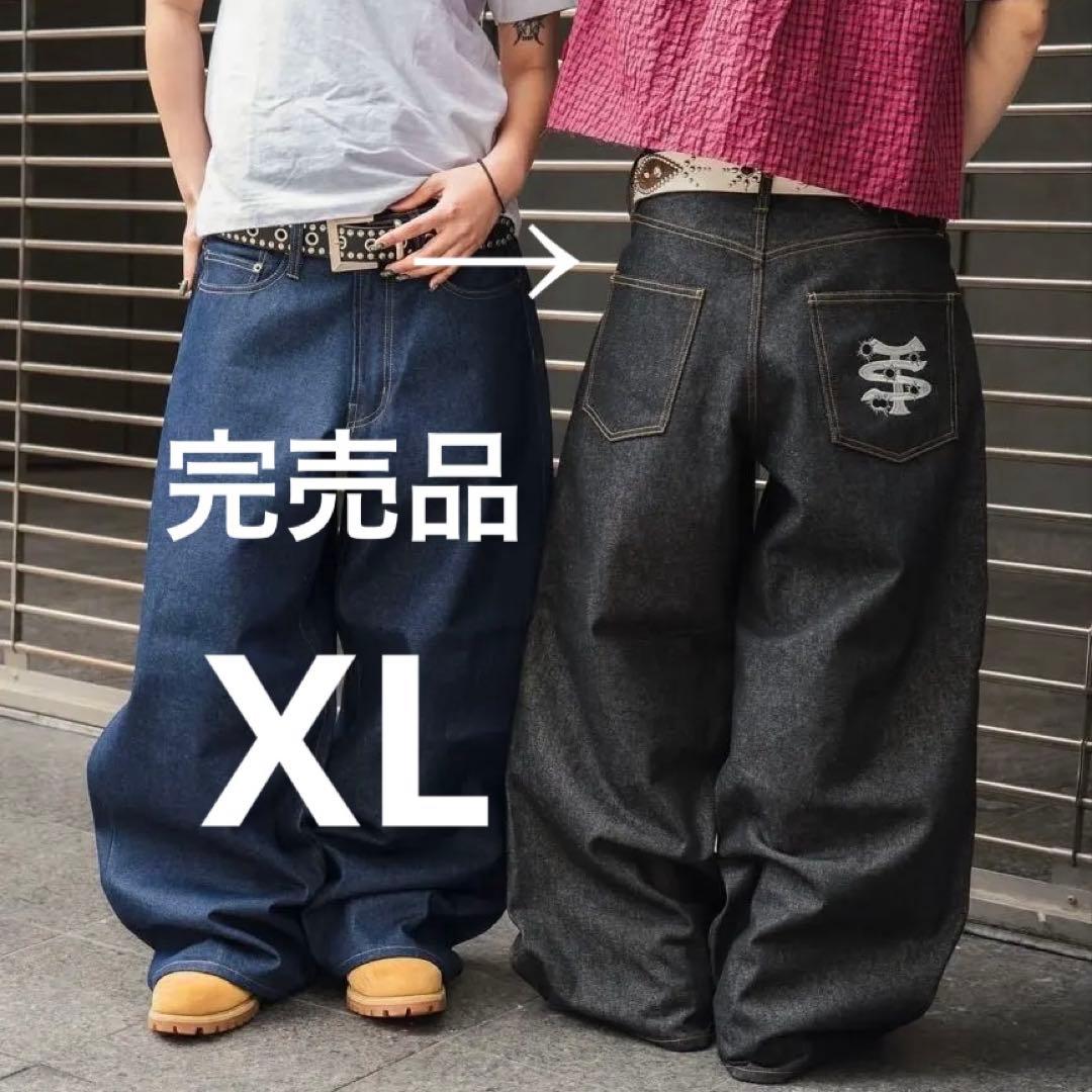 リジットバギーデニムパンツ ブラック XL 美品 That's life
