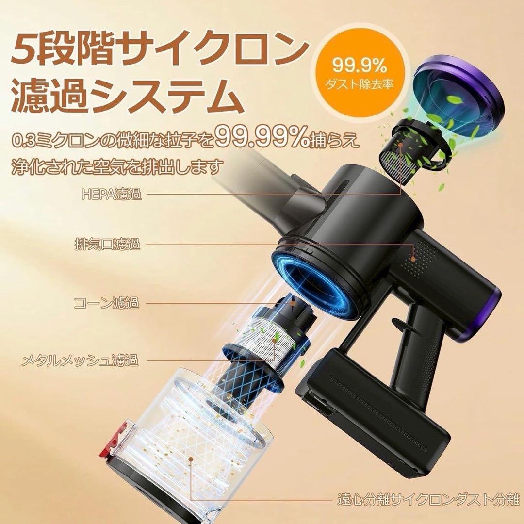 掃除機✨コードレス 業界初 腰痛ゼロ折りたたみ式 70KPa超強力吸引 自立式