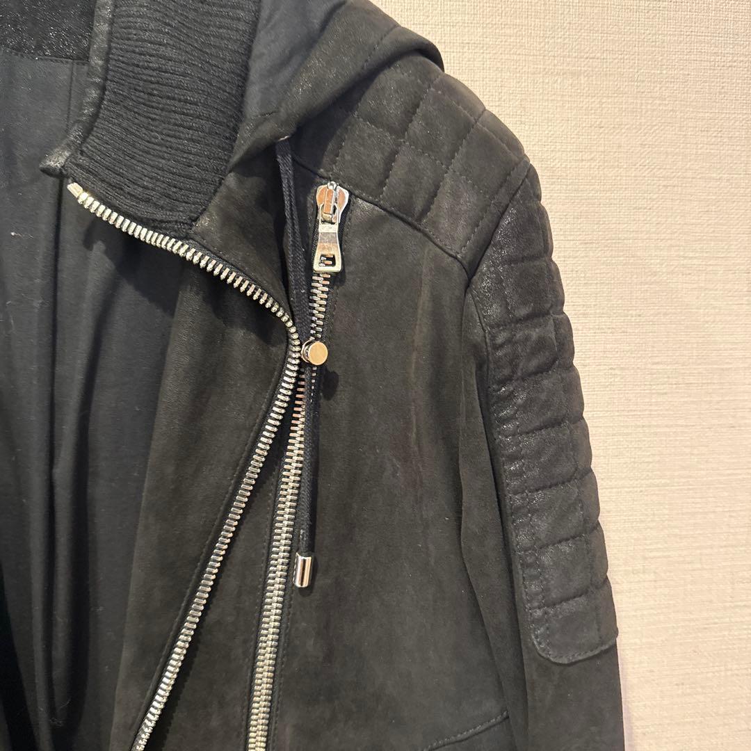 BALMAIN HOMME ブラックスエードフード付きジャケット