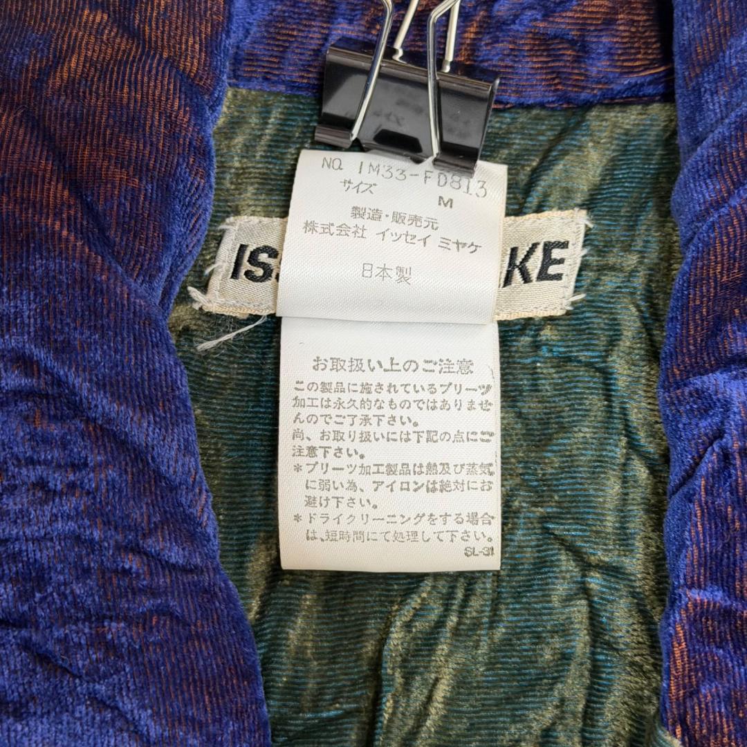 17299✨イッセイミヤケ ベルベット シワ加工 ストライプ セットアップ M