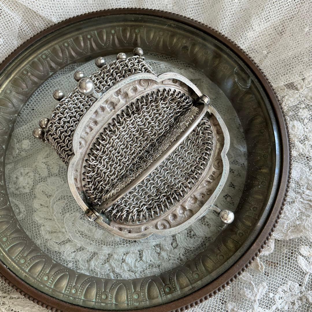 フランスアンティーク　すずらん　シルバー　純銀　パース　シャトレーン