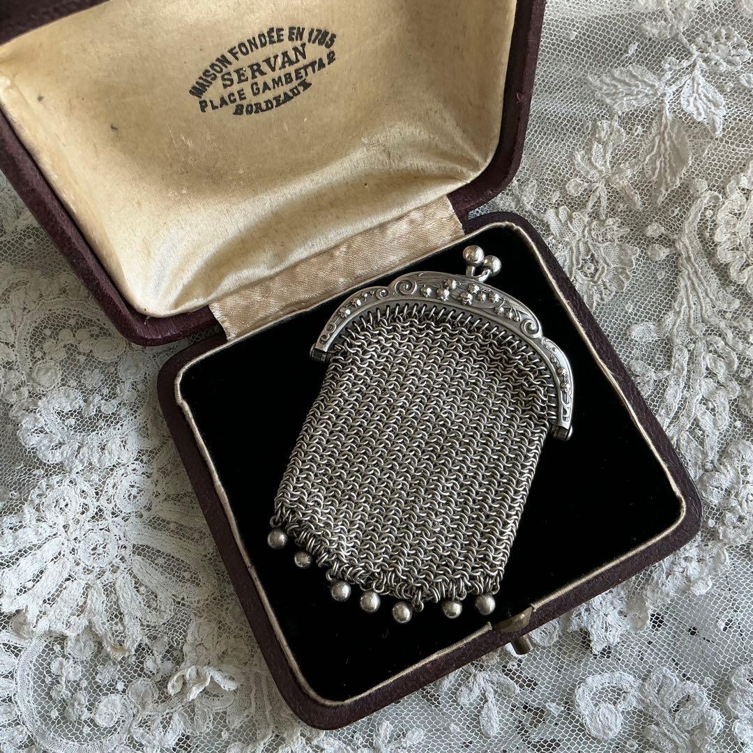 フランスアンティーク　すずらん　シルバー　純銀　パース　シャトレーン