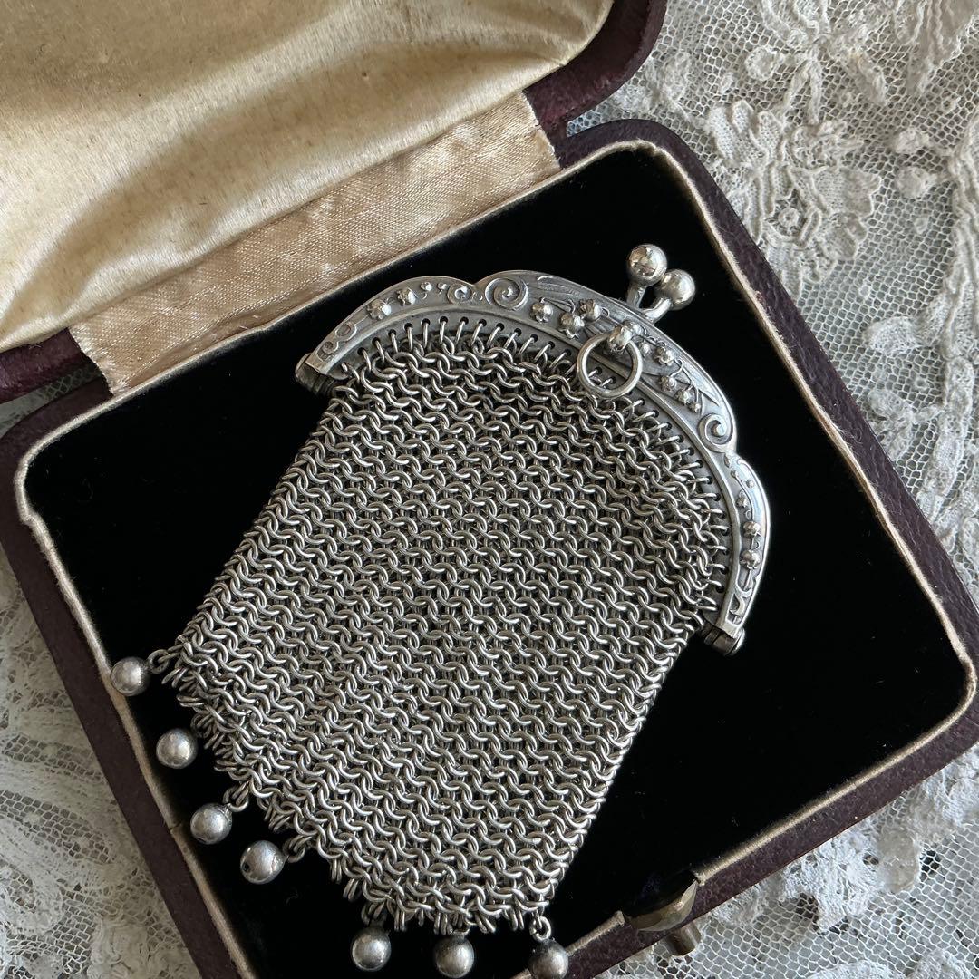 フランスアンティーク　すずらん　シルバー　純銀　パース　シャトレーン